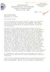 ["The Engineering Adviser of the Bureau of Indian Affairs is responding to Senator Fred R. Harris regarding a report requested by Mr. Pete Sheperd. The information needed for the report will be obtained from the Anadarko Area Office and provided to the Senator once received. The enclosure from the Senator's letter is being returned."]