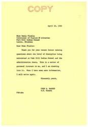 ["Fred R. Harris, a U.S. Senator, received a letter from Miss Roxie Plumlee regarding concerns about discipline and administration at Fort Sill Indian School. Harris is looking into the matter and will provide more information in a future communication."]
