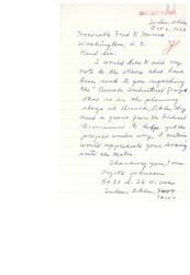 ["Myrtle Johnson writes to Senator Fred R. Harris requesting federal grant assistance for the Bunch Industrial project in Oklahoma. Senator Harris responds, expressing his support for the project and commitment to promoting it to help alleviate poverty conditions in Adair County."]