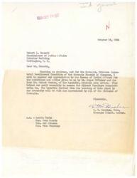 ["The letter expresses gratitude to the Bureau of Indian Affairs for assistance in securing the Midwest Furniture Manufacturing Co. for Carnegie, Oklahoma. The benefits of this plant will be felt by the entire community."]