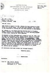 ["The letter is in response to Sam L. Liles regarding the distribution of funds from the estate of Flora House. The Bureau of Indian Affairs confirms that Johnson is the surviving husband of Flora House and suggests that the funds be distributed to him and LeForce as per a court judgment. They agree to pay the uncontroversial portion of the money to Johnson and wait for him and LeForce to resolve their claim to the remainder. The letter is signed by Acting Commissioner Theodore Taylor."]