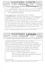 ["The document is a telegram urging recipients to delay a vote on a fifty billion dollar anti-missile system, as it could have negative domestic and international implications. The steering committee of a womanpower program is asking participants to wire their senators to postpone the vote until the voices of forty million women can be heard."]