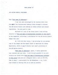 ["The letter expresses gratitude for attending a luncheon to discuss lobbying on Indian affairs. Enclosed are copies of letters and reports regarding the AIO Action Council and a request for a contribution. The recipient is asked to follow up with the International president of a union and contact the sender or Margaret Gover. Time is short for the Menominees and a prompt response is requested."]
