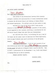 ["The document is two form letters from Ladonna Harris, on AIO Action Council stationery, addressed to Mr. Groton and someone named Buay, respectively. Harris discusses a recent luncheon with representatives of international unions to discuss lobbying on Indian affairs and related legislation. She requests financial contributions for the AIO Action Council budget and emphasizes the importance of supporting American Indians in various areas such as employment, income, health, housing, and education. Harris also mentions the need for funding for the Menominee Indians of Wisconsin. She encourages follow-up and communication to secure support from the recipients."]