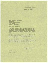 ["LaDonna Harris was invited to be the guest speaker at a banquet honoring the Outstanding Indian Student of Lawton, but she regretfully declined due to other commitments. She extended her congratulations to the recipient and best wishes to all attendees."]