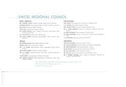 ["The document lists members of the SWCEL Regional Council from New Mexico, Oklahoma, Texas, and Arizona. The council includes representatives from various educational institutions and organizations in the Southwestern United States. The council aims to promote cooperative educational initiatives in the region."]