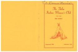 ["The document provides information about the Tulsa Indian Women's Club, including its motto, club color, flower, and meeting schedule. It also lists past members and officers of the club, as well as officers of the First District and the Tulsa Federation of Women's Clubs. Additionally, it includes the Club Woman's Creed, the American's Creed, and the Collect of the Tulsa Indian Women's Club."]