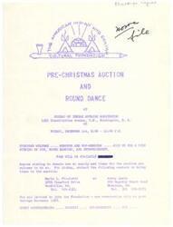 ["The Cultural Foundation is hosting a pre-Christmas auction and round dance at the Bureau of Indian Affairs Auditorium in Washington, D.C. on December 1st. Members and non-members are welcome to attend for a fun evening of entertainment, dancing, and food. Donations for the auction are welcomed and new memberships are available. Contact Mario L. Picciotti or Avery Lewis for more information."]