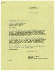 ["LaDonna Harris has been appointed as the Chairman of the Women's Advisory Council on Poverty and expresses gratitude for the support and assistance offered by Walter H. Richter. She also mentions her resignation from Oklahomans for Indian Opportunity but maintains her interest in its activities. LaDonna Harris offers to help Walter H. Richter and his work in return and expresses warm regards."]