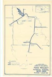 ["The document shows information and mapping on the Foss Project, Potential Municipal Water Users. Plan (map); 16 1/2 x 10 7/16 inches."]