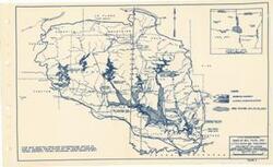 ["The document represents a map item is watershed map of the Little River watershed area in Southeast Oklahoma and Southwest Arkansas, which depicts the areas flooded on August 27-29, 1947 from a storm. Watershed map (hydrologic map; diazotype, blueline print); 10 15/16 x 18 3/16 inches; Plate 2."]