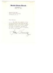 ["A letter from the United States Senate inviting Senator Josh Lee to a buffet luncheon in honor of Ambassador Grew on September 9, 1942, in the committee room at 12:30. The purpose of the luncheon is to allow members of the Foreign Relations Committee to meet Ambassador Grew."]