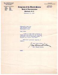 ["George Howard Wilson, representing the Eighth District of Oklahoma in the House of Representatives, is writing to thank Honorable Josh Lee for a dinner they attended together. The document expresses gratitude for the courtesy extended and ends with personal regards."]