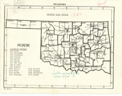 ["This map showcases a list of seventeen Itinerant Offices, measuring 8 by 10 1/2 inches, and includes inscriptions."]