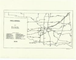 ["The map showcases Oklahoma, highlighting its highways and outlining Caddo County. It also includes a list of twenty supporting information items. The map dimensions are 8.5 by 11 inches."]