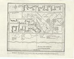 ["The document outlines a site plan for Springlake City, illustrating the locations of lakes, high-rise apartments, garden homes, and a shopping center. The plan is presented as a planimetric map, measuring 8 1/2 by 11 inches."]