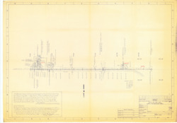 ["This map is a topographic survey of Vance Air Force Base in Oklahoma, featuring red inscriptions that mark the locations of three gates. The survey is a diazotype, or blueline print, measuring 28 1/16 by 40 inches. It is designated for use exclusively by Major Command Headquarters and the USAF. Additional inscriptions include red markings and a pencil note on the back labeled ATCH 2."]