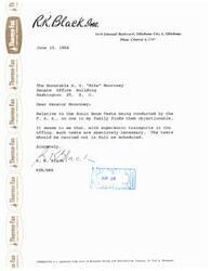 ["R.K. Black expresses support for the Sonic Boom Tests being conducted by the F.A.A. and believes they are necessary with supersonic transports on the horizon. He states that no one in his family finds the tests objectionable and believes they should be carried out as scheduled."]