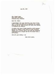 ["Mrs. Eason wrote a letter to Senator Mike Monroney urging him to continue sonic boom studies in Oklahoma City, as she and her husband believe it is important for the city. Senator Monroney responded, thanking her for her support and stating that the FAA should have enough data by the end of the scheduled overflights on August 3rd."]