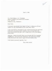 ["Mr. Bert Hodges, Jr., president of Home Mortgage and Investment Company, expresses support for the continuation of sonic boom tests in a letter to Senator Mike Monroney. He believes that the opponents of the tests are a vocal minority and that the data being collected will be of national significance. Despite receiving opposition, Hodges looks forward to the termination date of August 3rd."]