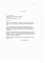 ["The letter is in response to concerns about sonic boom testing in Oklahoma City. The writer believes that the tests are valuable for collecting information and supporting the SST program. They acknowledge opposition to the tests but believe they are necessary for national development. The writer appreciates the support of the Oklahoma Gas and Electric Company and hopes the tests will conclude soon."]