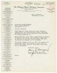 ["The document lists the names and positions of various individuals and businesses associated with the Oklahoma Retail Merchants Association. It also mentions a group of representatives who will be meeting in Washington to discuss OPA regulations and their impact on retailers. The group is seeking assistance from Honorable George Schwabe during their visit."]