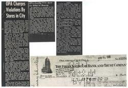 ["The document discusses charges brought by the Office of Price Administration (OPA) against various businesses for violating price control regulations. The OPA filed injunction actions against a lumber company and several stores in Oklahoma City and Lawton for allegedly charging above ceiling prices and failing to keep adequate records. The document also includes a letter from a congressman criticizing the OPA for its practices and advocating against its extension."]