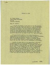 ["Mr. Frank Quinton, an Osage Tribal Councilman, has written to Representative George Schwabe expressing the tribe's desire to come to Washington to discuss legislation and present their budget before the House Appropriations Committee. They are opposed to the views of their current agent, Mr. I. B. Hall, and are seeking support from Representative Schwabe. Representative Schwabe has offered to help facilitate their appearance before the appropriate committees and is willing to assist in addressing their tribal problems."]