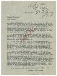 ["The document is regarding a bill introduced in Congress to confer jurisdiction on the Court of Claims to determine certain claims of the Pawnee Indians against the United States. The sender requests the recipient to discuss the matter with someone named Terry Marlin and provide feedback on whether the proposed reimbursement amount is acceptable. The sender emphasizes the importance of the matter and requests immediate action."]