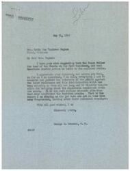 ["Mrs. Bette Lou Vandever Hughes sent a telegram to George B. Schwabe suggesting that the House follow the lead of the Senate on the Byrd Amendment and take immediate drastic action on the railroad strike. Schwabe responded that he is doing everything he can to protect the public from labor racketeers and the current administration, which he believes is responsible for the economic crisis. He also mentioned staying on the job in Washington, D.C., instead of focusing on political campaigns like other Congressmen."]