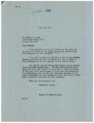 ["The document is from George B. Schwabe, a congressman, replying to a letter from James A. Smith about the labor situation and strikes. Schwabe agrees with Smith's views and expresses his support for working people but condemns labor racketeers who are leading them into a difficult situation. Schwabe promises to vote according to his convictions and urges Smith to have courage in standing up for what is right."]