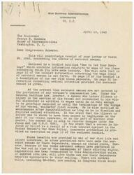 ["The document acknowledges a letter from Congressman Schwabe regarding the status of merchant seamen and provides information on their rights and benefits. It mentions that merchant seamen are not covered by workmen's compensation laws but are entitled to wages and medical attention if they are injured or fall ill while serving on a vessel. It also discusses proposed legislation to provide benefits to merchant seamen and their dependents. The document emphasizes the important role merchant seamen have played in the war effort and the need to recognize and support their service."]