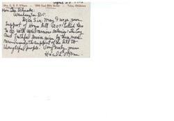 ["Mrs. C.D.F. O 'Hern from Tulsa, Oklahoma is writing to Honorable  Teo. Schwabe in Washington D.C. urging support for House bill 2071 related to mail carriers' salaries. The bill recognizes the hard work and dedication of mail carriers."]
