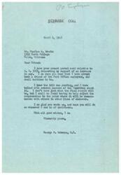 ["George B. Schwabe, a member of Congress, received a postal card from Charles A. Bredin requesting support for an increase in pay for Post Office employees. Schwabe assured Bredin of his support and mentioned that he had spoken with members of the Committee about the bill. Bredin also requested that the amount of the increase be changed from $300 to a higher amount. Schwabe expressed his willingness to help and urged Bredin to reach out whenever needed."]