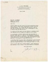 ["The author, J. E. TRIGG, is writing to Congressman Geo. B. Schwabe expressing his dissatisfaction with bureaucrats controlling American people and urging for a return to supply and demand principles. He includes a printed address by Walter S. Hallahan for reference and asks for support in passing important legislation."]
