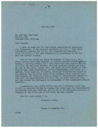 ["The document consists of two letters expressing disapproval of the proposed extension of the O.P.A. (Office of Price Administration). The first letter, written by George B. Schwabe, M.C., criticizes the O.P.A. as obnoxious and un-American, stating that those in favor of it have personal or selfish motives. The second letter, written by an individual named Tom Dolan, also expresses a desire for the O.P.A. to end in order to alleviate the burden on taxpayers. Both letters highlight opposition to the O.P.A. and its perceived negative impact."]