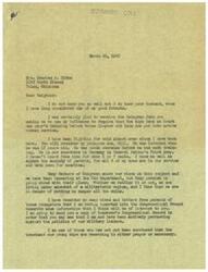 ["Mrs. Charles A. Gibbs wrote a letter to Congressman George B. Schwabe, expressing concern about the lack of training for 18-year-old boys before they are put into combat service. Congressman Schwabe agrees with her and mentions his own son who was sent overseas without much training. He is actively protesting against the military's policies and plans to include information in the Congressional Record. He asks Mrs. Gibbs to contact him if she needs assistance and sends his best wishes to her family."]