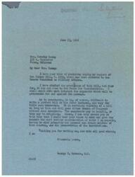 ["Mrs. Dorothy Young wrote to George B. Schwabe, a member of Congress, urging his support of the Gurney Bill, S. 2303. Schwabe responds, stating that he will consider the bill but cannot guarantee his support without amendments. He acknowledges the importance of education for young men who have had their studies interrupted by military service."]