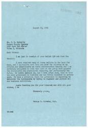 ["George B. Schwabe, a congressman, is grateful for receiving feedback on various issues through a ballot from Mr. McAnelly. Schwabe expresses his opposition to socialistic and communistic measures, particularly the O.P.A, and believes there is too much government involvement in business. He appreciates the input from constituents and values their opinions."]