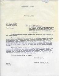 ["The document is a letter from George B. Schwabe, a member of Congress, responding to a request from a constituent regarding a proposed bill to amend the Federal Trade Commission Act. The constituent expresses support for the bill and asks Schwabe to oppose transferring it to a different committee. Schwabe acknowledges the request and states that he will consider the constituent's wishes when the bill is considered. The document also includes a telegram from a local druggist urging Schwabe to keep the bill in the Committee on Interstate Commerce."]
