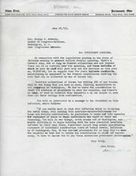 ["In the letter, Adam Frick suggests that the state of Oklahoma should initiate a resolution to amend the federal constitution in order to limit the rate of income tax collection, which would help control federal spending. He also criticizes the government's inflationary policies and suggests that stopping the issuance of counterfeit money for construction projects would help curb inflation."]