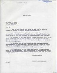 ["The document is a letter from George B. Schwabe, a congressman, responding to a letter from Henry J. Welge requesting support for a 10% cut in government appropriations. Schwabe states that he is already working to cut appropriations by more than 10% and opposes the President's spending habits and tax increases. He also mentions voting against a new tax bill and expresses his commitment to reducing government expenditures and taxes. Schwabe thanks Welge for his views and assures him of his dedication to these important issues."]