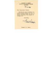 ["The document from Secretary of Commerce Charles Sawyer to Senator Tom Connally discusses the creation of an independent agency to administer Foreign Aid Programs. Sawyer argues against the idea, stating that it would create administrative and foreign relations problems and be a burden on taxpayers. He believes that aid to other countries should be temporary and not permanent, and that it should be carefully and wisely administered. Sawyer emphasizes the importance of existing government departments and expresses his support for the Marshall Plan and Point 4 program."]