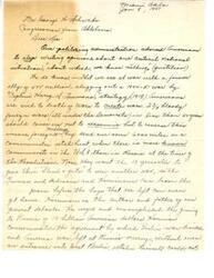 ["The document expresses frustration with the current administration's handling of foreign policy, particularly in regards to war efforts and dealings with Communist countries. The author criticizes politicians like Truman and Harriman for their decisions and actions, and calls for a leader to save America for Americans. The document also mentions the United Nations' involvement in the Korean War and accuses the government of mishandling taxpayer money in dealings with Communist countries."]
