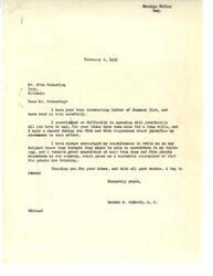 ["The document from Otto Schnering to George B. Schwabe expresses support for a clean-up of government corruption, a cautious and economical foreign policy, and opposition to socialist theories under the guise of national security. Schnering urges Schwabe to protect American interests based on common sense rather than impractical or un-American theories."]