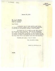 ["Schwabe thanks Sharmon for his letter expressing approval of Hoover's recent address, stating that it is near 100% correct. Schwabe appreciates receiving support from business owners like Sharmon who are not afraid to assert themselves and go on record in favor of what he believes will save the Republic."]