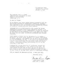 ["Marthe Laws writes a letter to Honorable George B. Schwab requesting government aid of eight million dollars for the National Institute of Neurological Diseases and Blindness in 1953. She explains her personal connection to the cause as her husband suffers from Multiple Sclerosis and emphasizes the importance of funding for research and support for those affected by chronic neurological disorders. Laws urges Schwab to support the Institute in the upcoming year."]