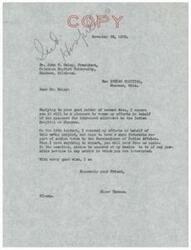 ["Senator Elmer Thomas received a letter from Dr. John W. Raley regarding the Indian Hospital in Shawnee, Oklahoma. Dr. Raley expressed the need for increased funding for the hospital and Senator Thomas assured him of his efforts to support the project. Dr. Raley also mentioned that only $5,000 out of $10,000,000 in W.P.A. funds had been allocated to the hospital, despite its importance and high rating. The citizens of Shawnee are urging Senator Thomas to consider allocating more funds to the hospital for its expansion and improvement."]
