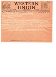 ["The text is about a telegram sent to US Senator Elmer Thomas in Washington, D.C. The sender is requesting information about Commissioner John Collier of the Indian Offices and if he will be available for a meeting on May 25 or 26. The sender wants a response sent collect to Henryetta, Oklahoma. The text also mentions the quickest, surest, and safest way to send money is by telegraph or cable."]