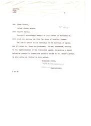 ["The letter is acknowledging receipt of a letter from Senator Thomas, enclosing a letter from Joe Simon regarding an election on September 17. The Indian Office is unaware of this election and is requesting a report from the Potawatomi Agency before responding to Simon's concerns. Further communication on the matter will be provided to Senator Thomas."]